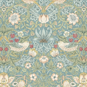ORIGINAL MORRIS & CO Strawberry Thief Aqua PWWM001. Aquax from Free Spirit Fabrics William Morris fabric 100% Cotton