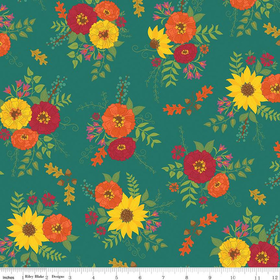 Autumn Afternoon Main Teal C14870-TEAL by Heather Peterson Riley Blake ...