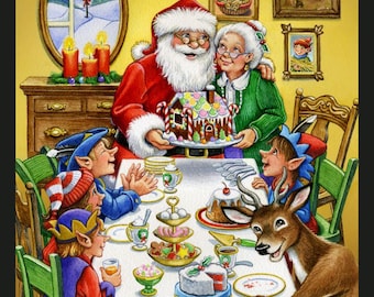 Panneau de table du Père Noël 36 x 44 pouces avec coordonnées Tissu de Noël 100 % coton