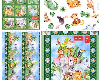 Jungle Friends Animals from In the Beginning Fabrics by Jason Yenter with coordinating fabrics 100% Cotton  half yard