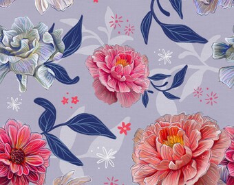 Visions Peony Garden from Paintbrush Studio Fabric PSF120-23628 100 percent cotton OEKO-TEX certified fabric Pink Pop