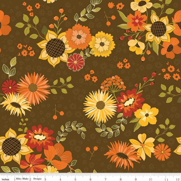 Fall's in Town Main Brown fabric from Riley Blake C13510-BROWN fall theme 100% cotton fabric