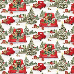 Susan Winget Riding Dogs Christmas Cotton Fabric 100% Cotton