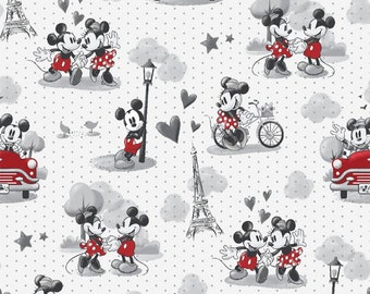 Disney Mickey and Minnie Vintage Romance cotton fabric fat quarter half yard one yard