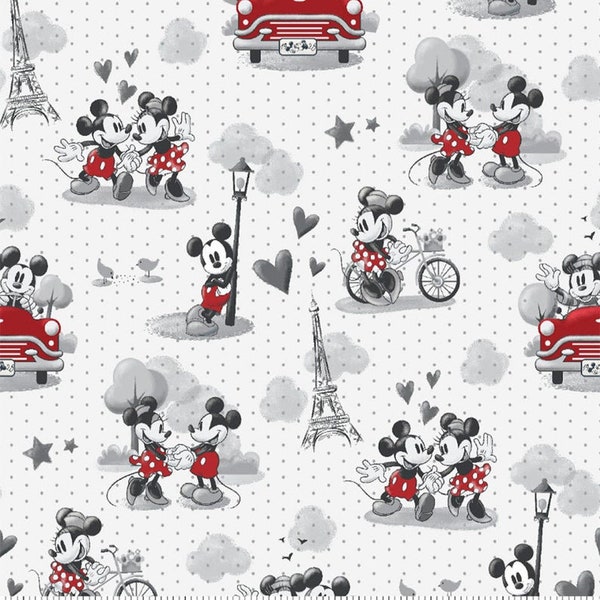 Disney Mickey and Minnie Vintage Romance cotton fabric fat quarter half yard one yard