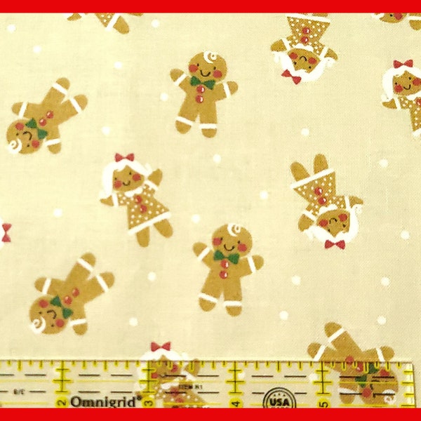 Gingerbread Tan clearance Christmas Cotton Fabric Christmas fabric 100% Cotton sold by fat quarter half yard by the yard