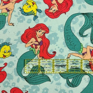 Disney Princess Ariel Little Mermaid Knit stretchy Fabric 58'' wide FQ, half yard, one yard