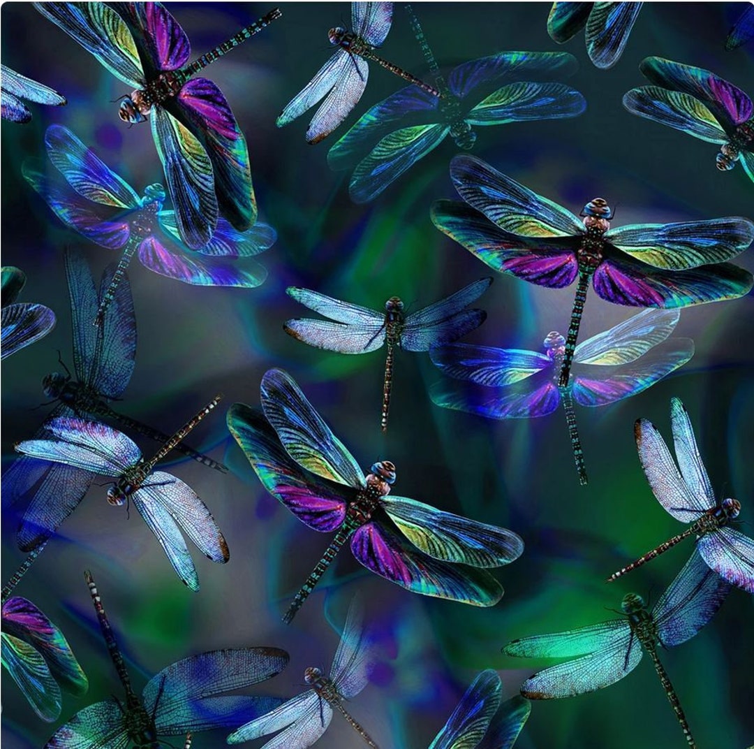Dragonfly Dream Fabric Digitally Printed From Hoffman R4629H324 100