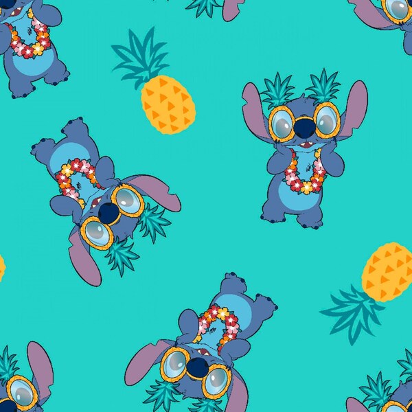 Disney Lilo & Stitch Pineapple  100% Cotton Fabric by the yard