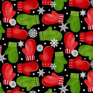 Henry Glass Snow Bird Mitten Allover Flannel Fabric Quilt Fabric Christmas Quilt Winter Fabric FQ Half Yard One Yard