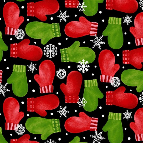 Henry Glass Snow Bird Mitten Allover Flannel Fabric Quilt Fabric Christmas Quilt Winter Fabric FQ Half Yard One Yard