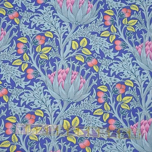 Kaffe Fassett x The Original Morris & Co. Floral Artichoke Blue PWKW001.BLUE William Morris fabric 100% Cotton