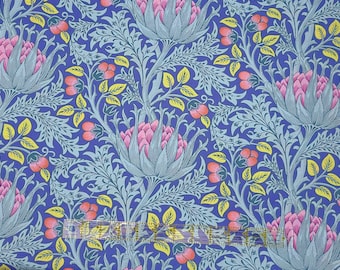 Tela William Morris 100% algodón, diseño floral alcachofa azul PWKW001.BLUE de Kaffe Fassett x The Original Morris & Co.