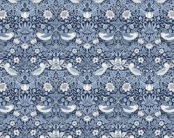 ORIGINAL MORRIS & CO Mini Strawberry Thief for Free Spirit Fabrics PWWM002.indigo William Morris fabric 100% Cotton