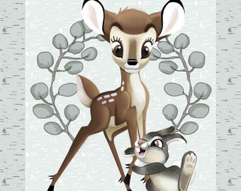 Disney's Bambi Nursery Bambi & Thumper 36" Panel Cotton Fabric