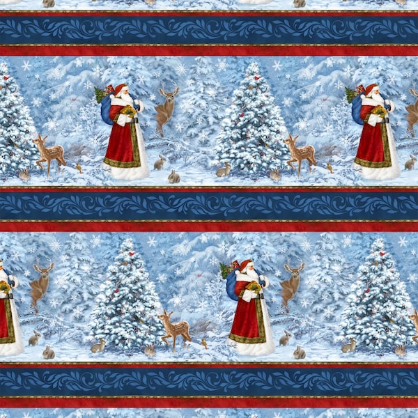 Northcott St. Nicholas border stripe DP28213-48 Christmas fabric 100% cotton