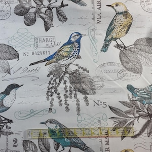 Richloom Natural & Turquoise Lansing Breeze Duck Cloth Canvas Fabric 44/45" wide 100% cotton upholstery bag  fabric