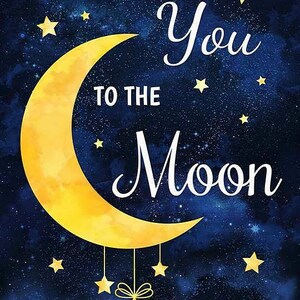 I Love You to the Moon & Back Navy from Timeless Treasures  24" x 44" Panel