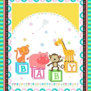 Baby quilt baby shower gift Monkey giraffe hippo tiger baby blocks quilt blanket