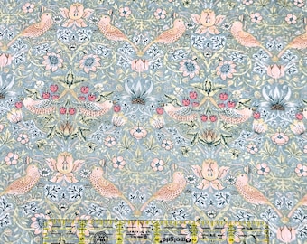 ORIGINAL MORRIS Mini Strawberry Thief PWWM002.AQUAX for Free Spirit Fabrics William Morris fabric 100% Cotton sold by half yard
