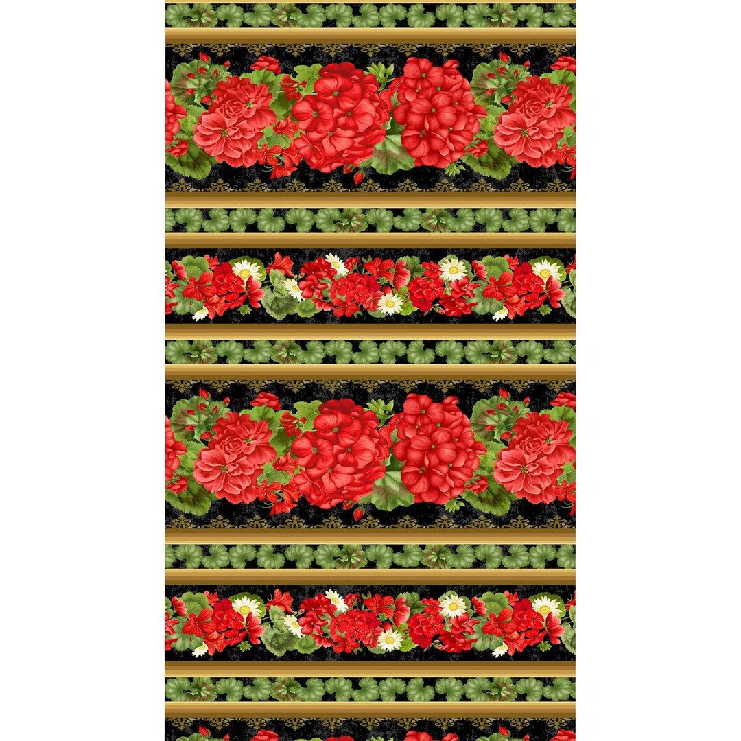 Timeless Treasures Scarlet Beauty 11" Stripes GERANIUM 11" Stripe FLEUR ...
