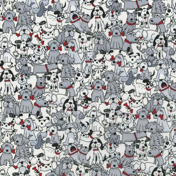 Hi Fashion Playful Pups with Bones Novelty Cotton Fabric