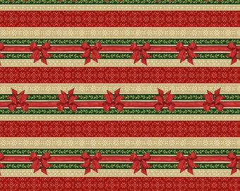 Wilmington prints festive forest anne rowan red ticking stripe 100% Cotton sold by half yard by the yard