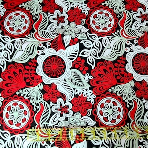 Red and White Floreo Floral Fabric, Brother Sister Design Studio 100% Cotton sold by the Yard