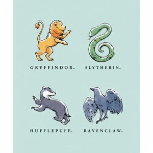 Harry Potter Wizarding World Watercolor Aqua House Crest Panel 36"x44" Panel by  Camelot 100% Cotton Fabric