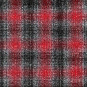 May include: Red and black plaid fabric with a subtle gradient effect. The fabric has a textured, woven appearance.