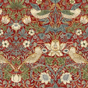 ORIGINAL MORRIS & CO Strawberry Thief (Red) for Free Spirit Fabrics William Morris fabric 100% Cotton sold by half yard by the yard