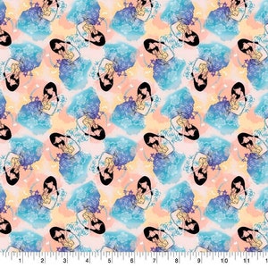 Disney Mulan Watercolor 100% Cotton Fabric FQ half yard by the yard