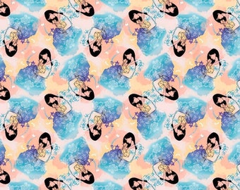 Disney Mulan Watercolor 100% Cotton Fabric FQ half yard
