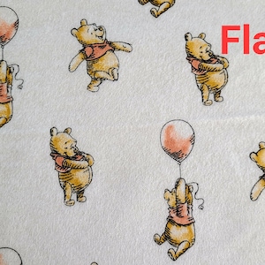 Disney Winnie the Pooh Ballon on white  flannel Fabric 100% cotton half yard by the yard