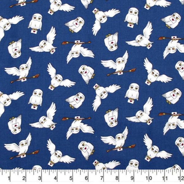 Harry Potter Hedwig on Navys Cotton Fabric  fat quarter half yard