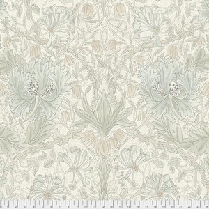 ORIGINAL MORRIS & Co Pure Honeysuckle and Tulip - Ivory PWWM032.IVORY for Free Spirit William Morris fabric 100% Cotton