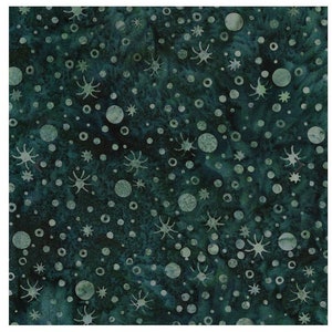 Island Batik Fabrics Wondrous Dots and Stars Dark Lagoon 100% cotton Batik fabric