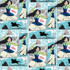 Disney Mulan blocks Cotton Fabric  FQ, half yard, one yard