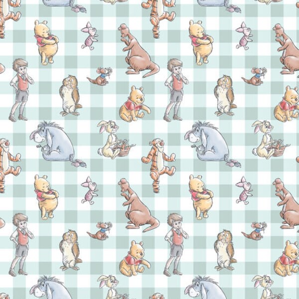 Disney Winnie The Pooh & Friends Gingham Cotton Fabric 100% cotton