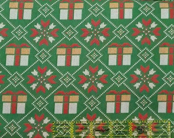 Present holiday sweater holiday Christmas Cotton Fabric 100% cotton fat quarter half yard one yard