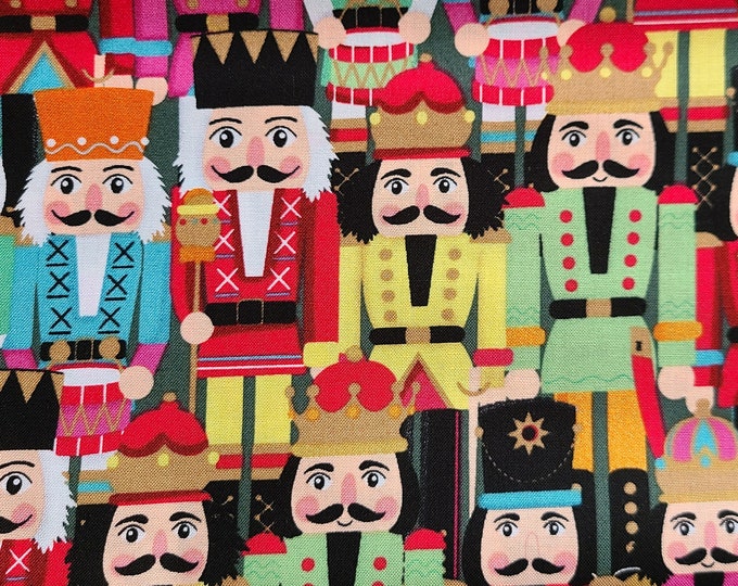 Packed Nutcrackers Christmas Fabric Nutcracker Fabric Quilting Apparel Fabric 100 Cotton Half