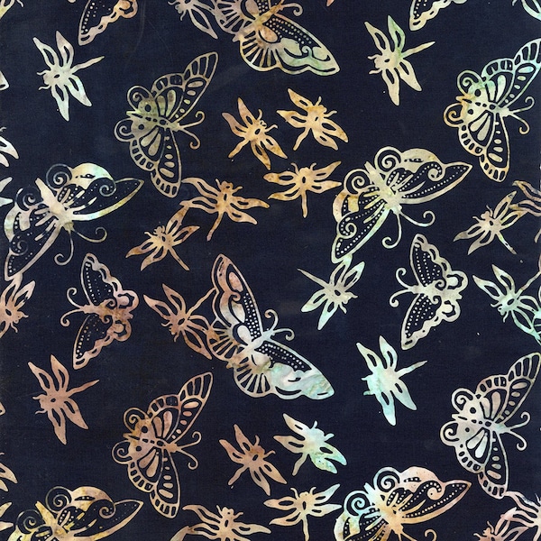 Timeless Treasures Fabrics Harbor Tonga Batiks Shadow Butterflies And Dragonflies 100% cotton Batik fabric