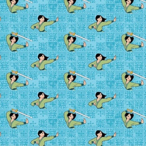 Disney Mulan action Cotton Fabric  FQ, half yard