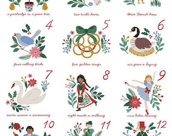 Riley Blake A Pear-fect Christmas Twelve Days of Christmas P14978-PANEL Panel 100% cotton