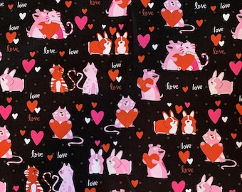 100% cotton Heart Fabric Cat Fabric Quilting Fabric Cute Cats Small Print Fabric by Fat QuarterHalf MetreMetre Valentines Fabric 100% cotton Heart Fabric Cat Fabric Quilting Fabric Cute Cats Small Print Fabric by Fat QuarterHalf MetreMetre Valentines Fabric