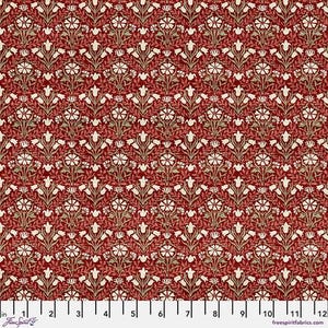 ORIGINAL MORRIS & Co Bellflowers Red in the Cotswold Holiday Collection PWWM021.RED for Free Spirit William Morris fabric 100% Cotton