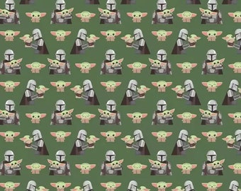 Star Wars Mandalorian He Comes With Me 100% Cotton Fabric fat quarter half yard