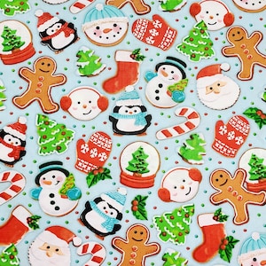 Christmas Cookies Holiday Cookies gingerbread Christmas fabric 100% Cotton sold by half yard by the yard