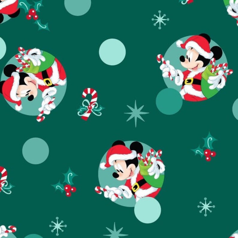 Disney Mickey Mouse Christmas Fabric Stretch Knit Mickey Santa - Etsy