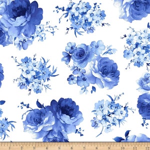 Medium Blue Flowers C8448 From Timeless Treasures Fabrics 100% - Etsy